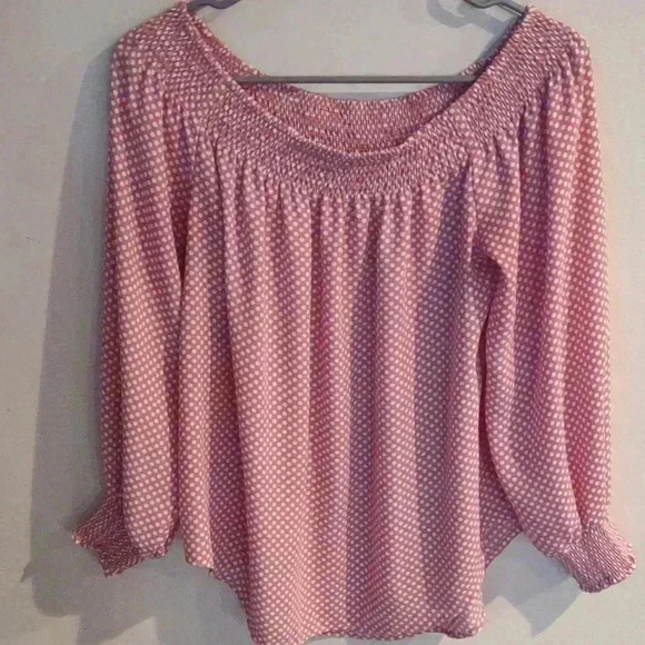 Express polkadot‎ blouse pink/white size med - Picture 1 of 4